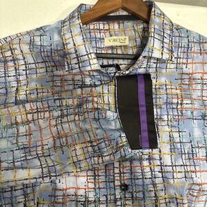 Vercini Premium Mens 3XL colorful Abstract blue Patterned Shirt reversible cuff‎